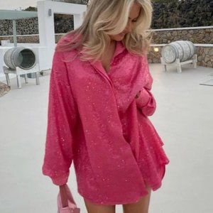 Pink Sequin Sla The Label Dress
